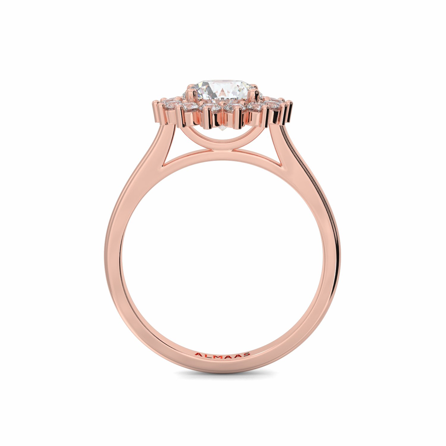 18K Rose Gold Flora Halo Engagement Ring