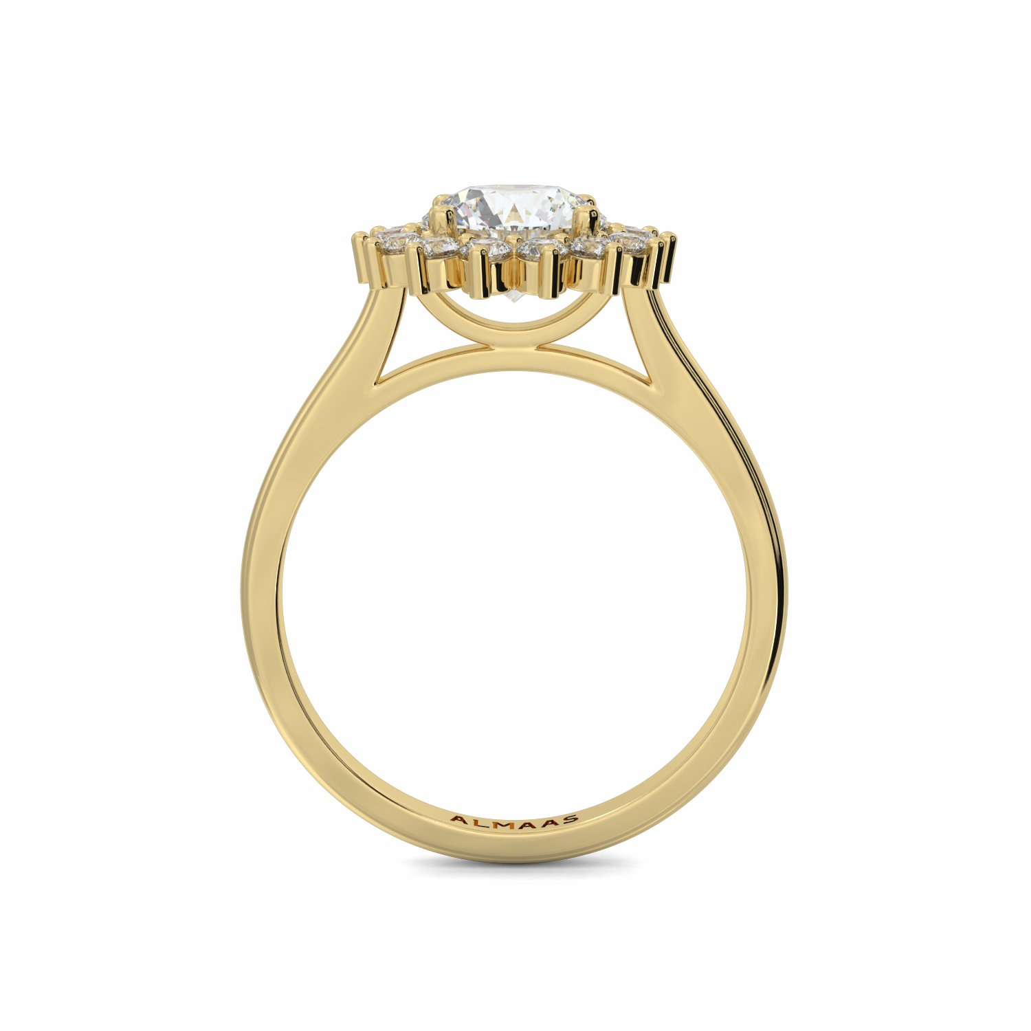 18K Yellow Gold Flora Halo Engagement Ring