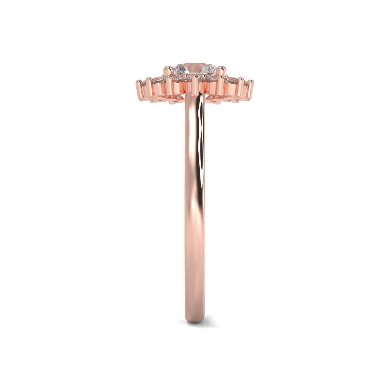 18K Rose Gold Flora Halo Engagement Ring