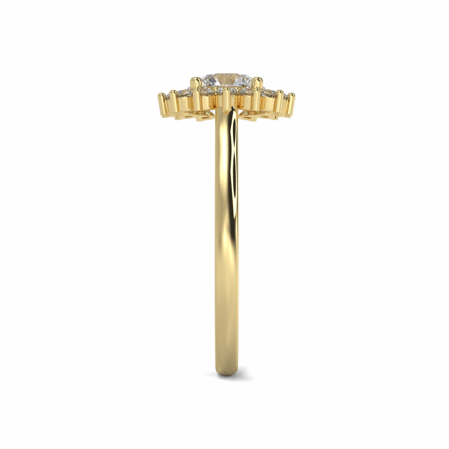 18K Yellow Gold Flora Halo Engagement Ring