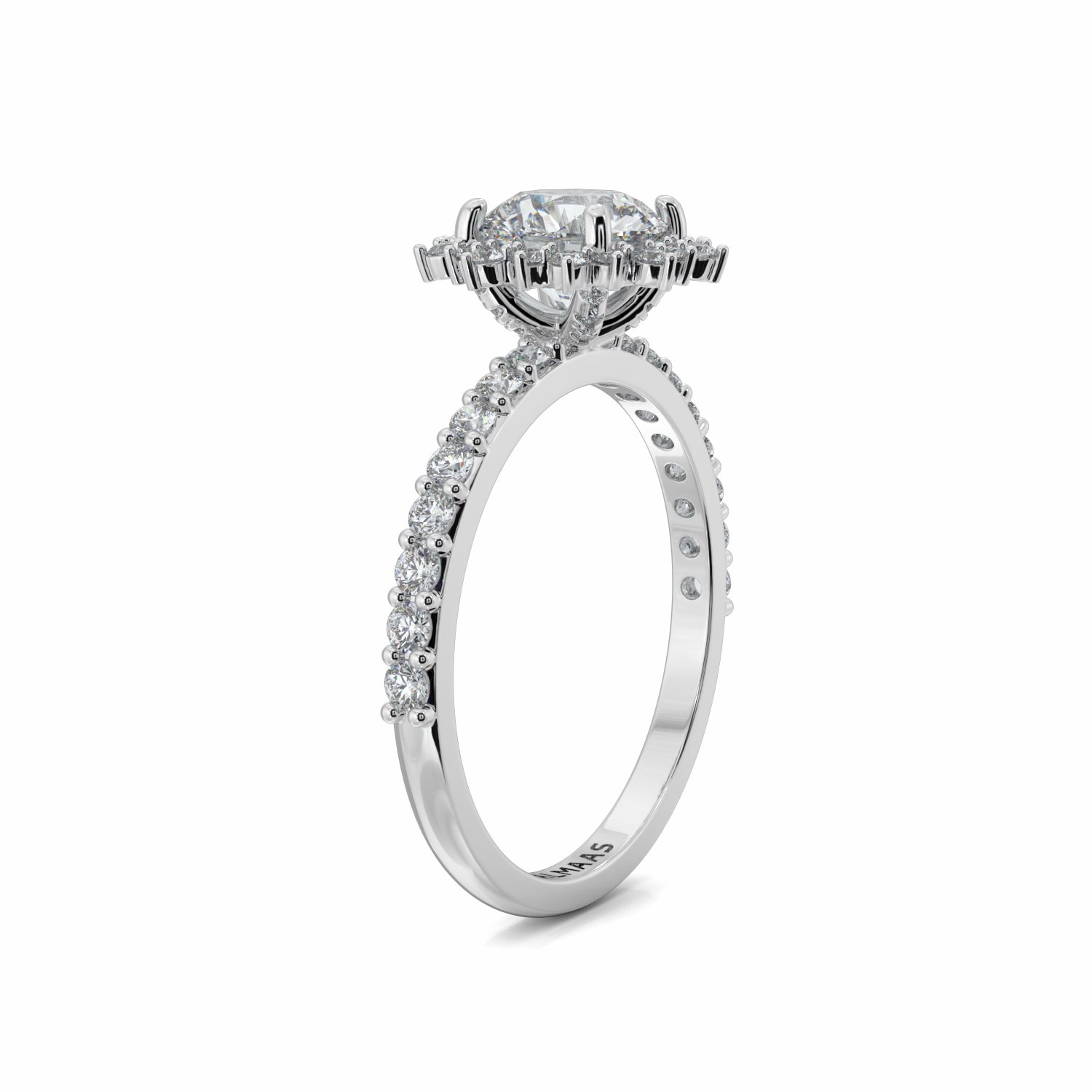 18K White Gold Twilight Halo Engagement Ring