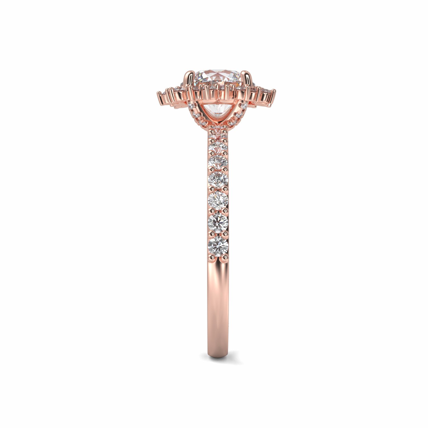 18K Rose Gold Twilight Halo Engagement Ring