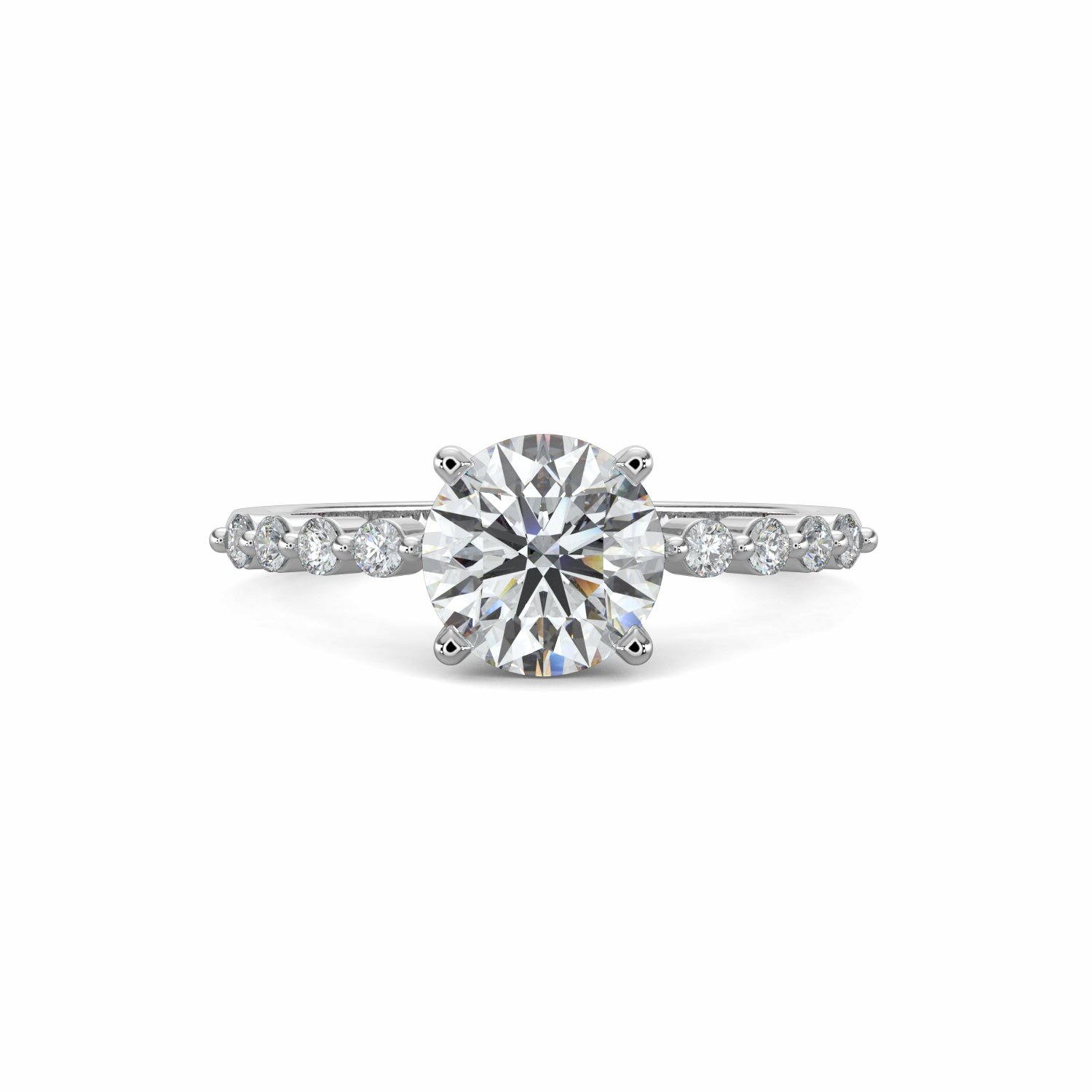 18K White Gold Meli Diamond Shoulder Engagement Ring