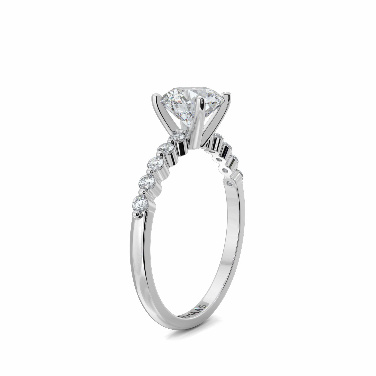 18K White Gold Meli Diamond Shoulder Engagement Ring