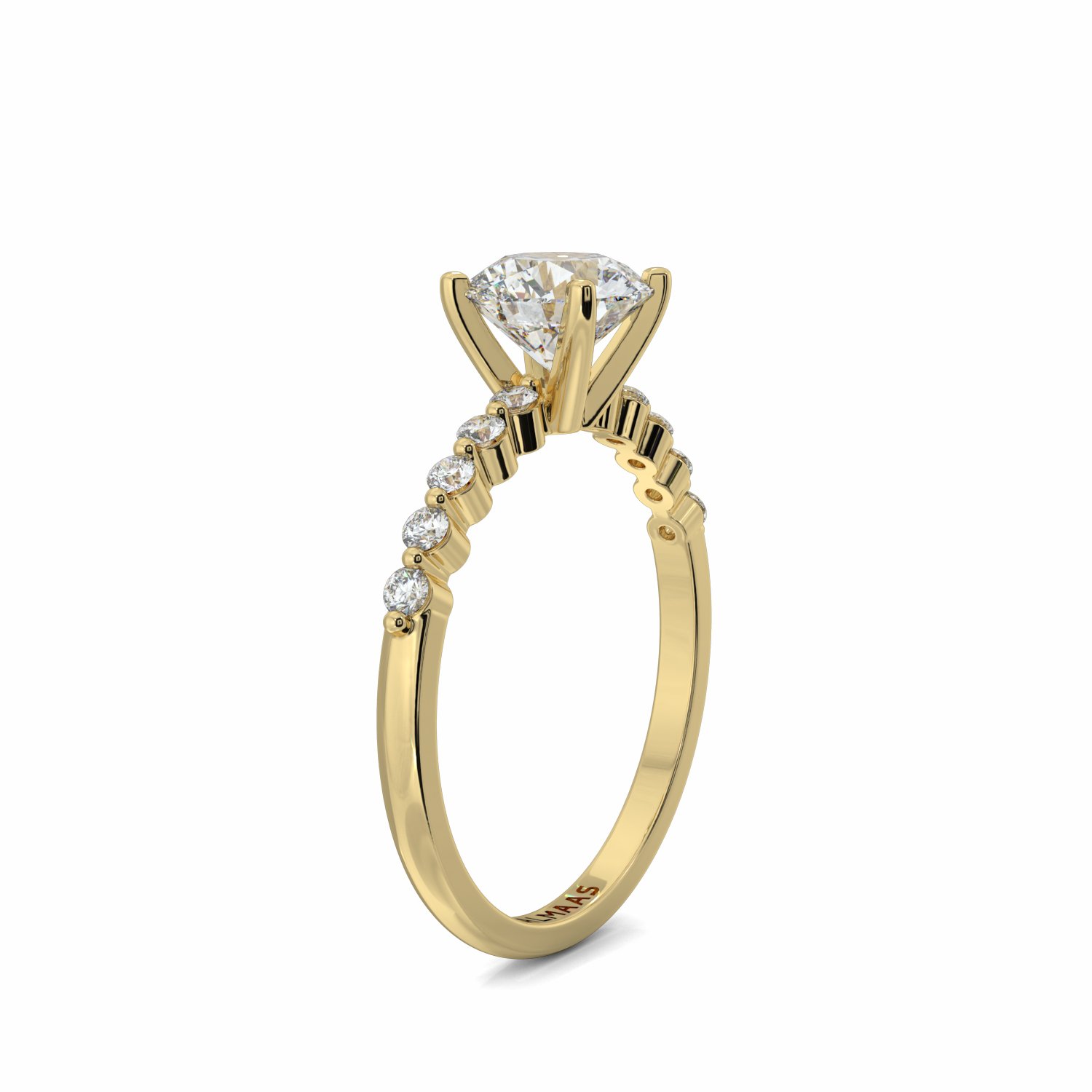 18K Yellow Gold Meli Diamond Shoulder Engagement Ring