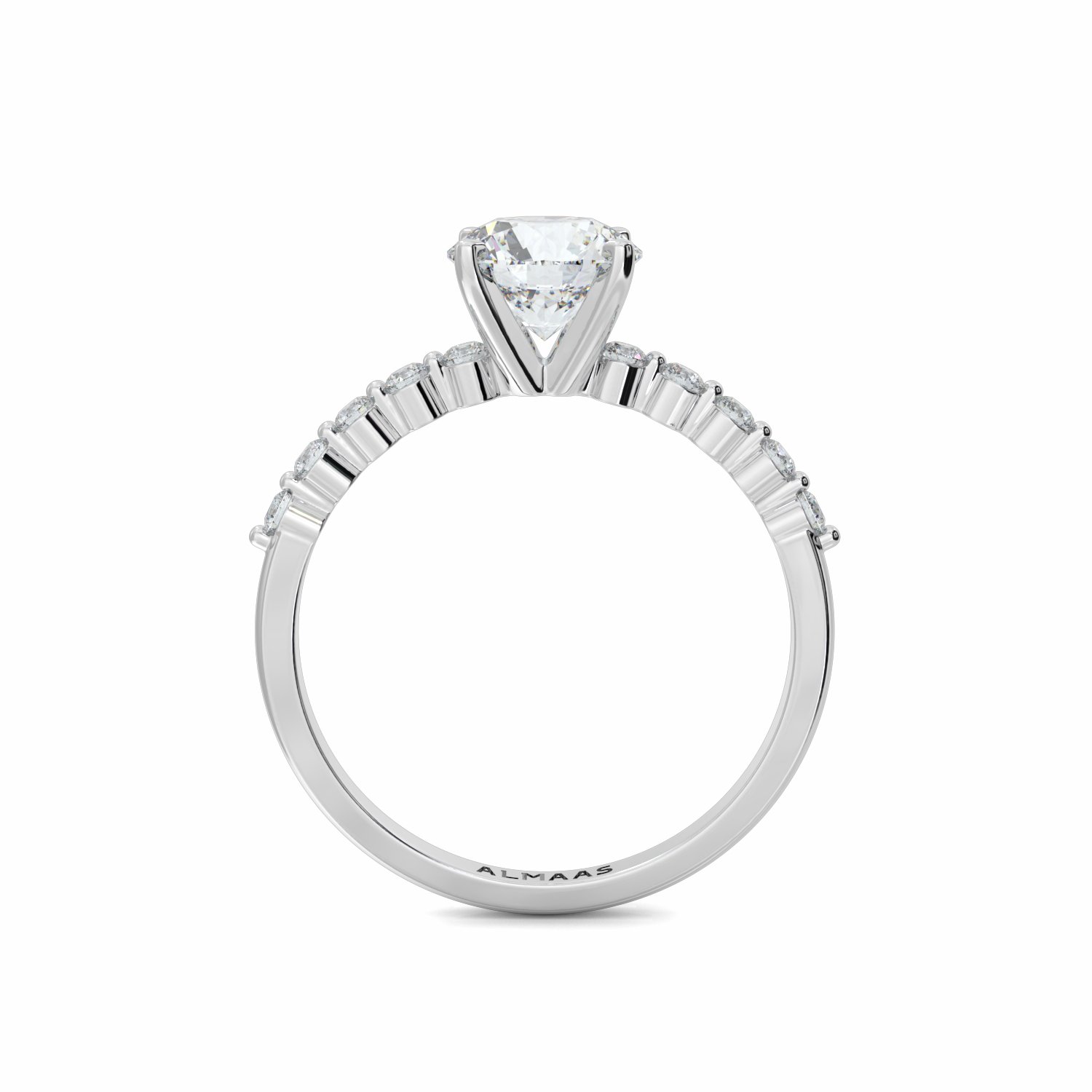 18K White Gold Meli Diamond Shoulder Engagement Ring