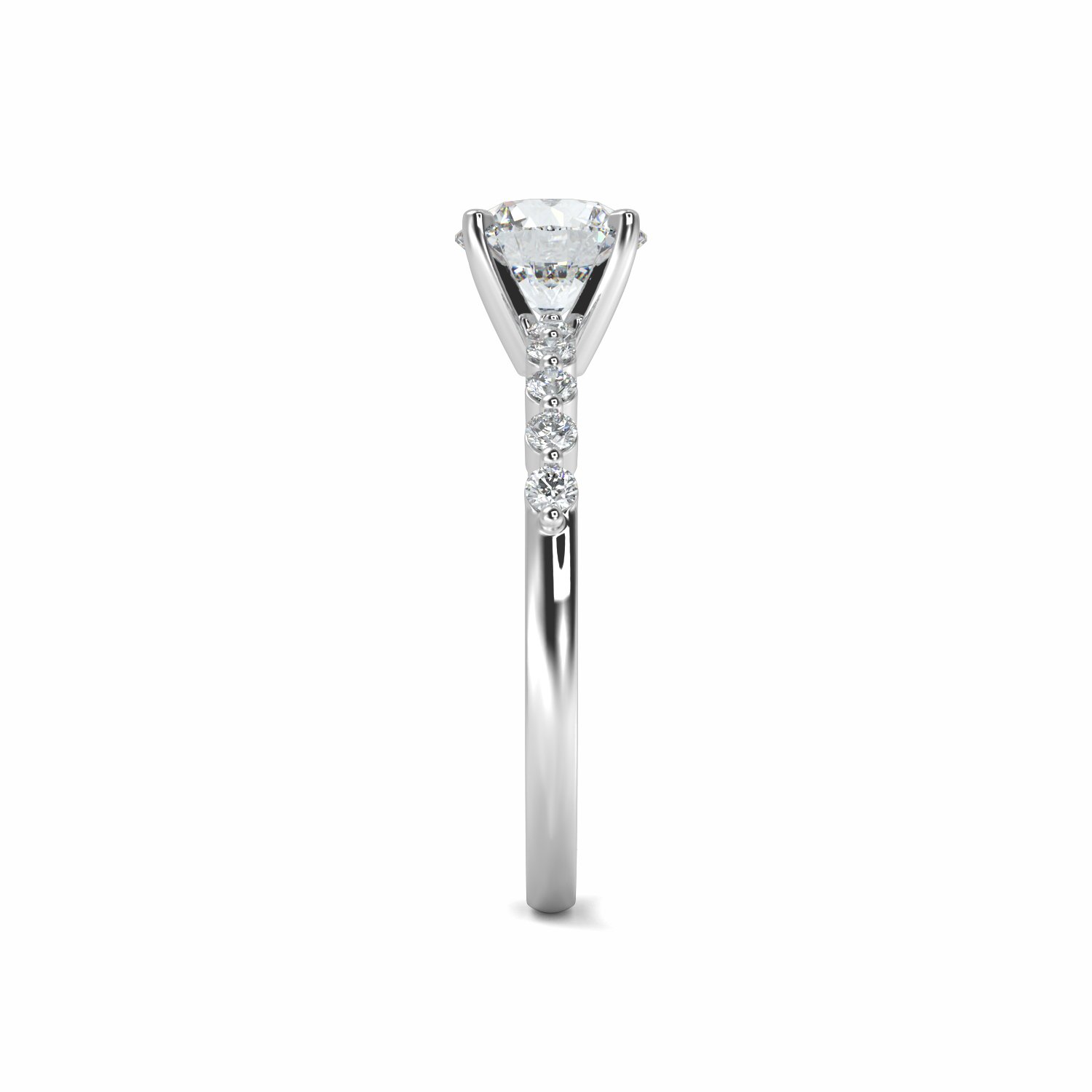 18K White Gold Meli Diamond Shoulder Engagement Ring