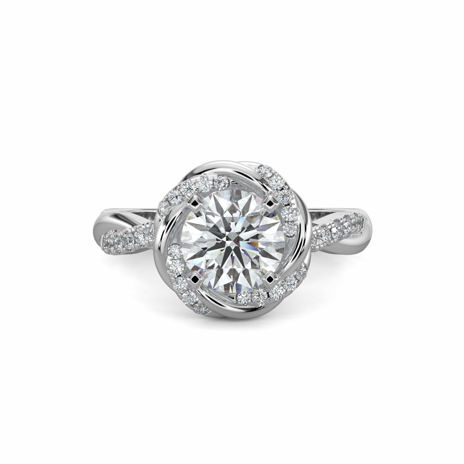 18K White Gold Oceana Diamond Shoulder Engagement Ring