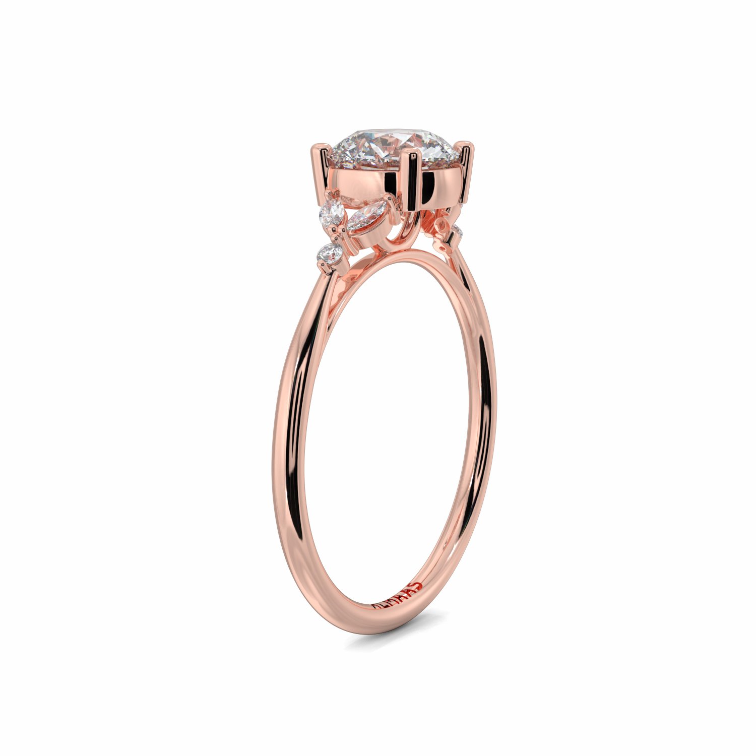 18K Rose Gold Raya Diamond Shoulder Engagement Ring