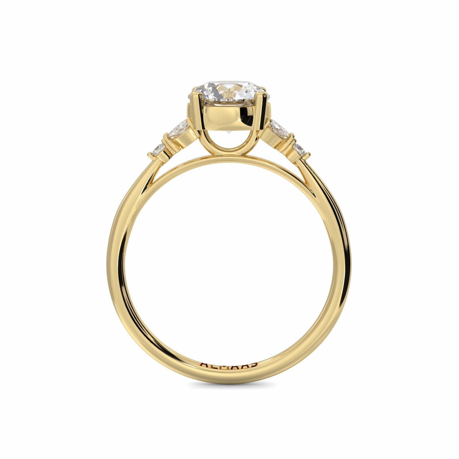 18K Yellow Gold Raya Diamond Shoulder Engagement Ring