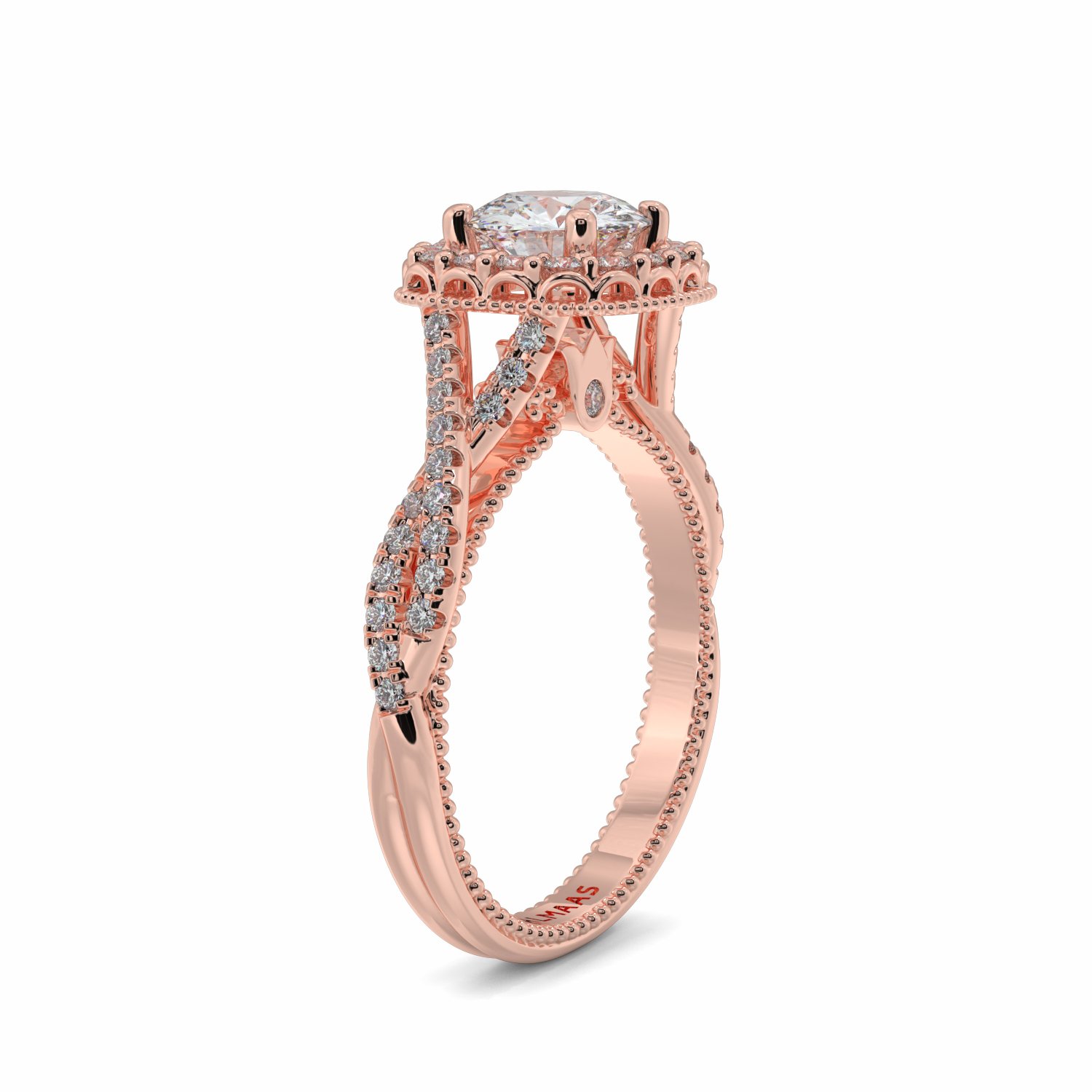 18K Rose Gold Genevieve Halo Engagement Ring
