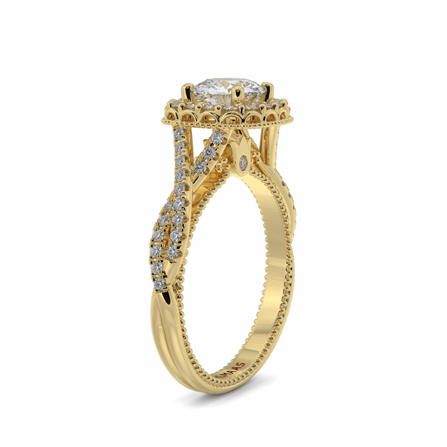 18K Yellow Gold Genevieve Halo Engagement Ring