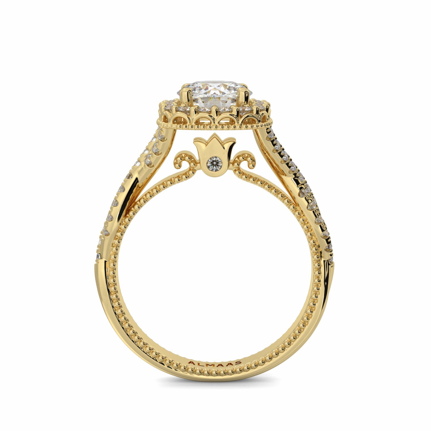 18K Yellow Gold Genevieve Halo Engagement Ring