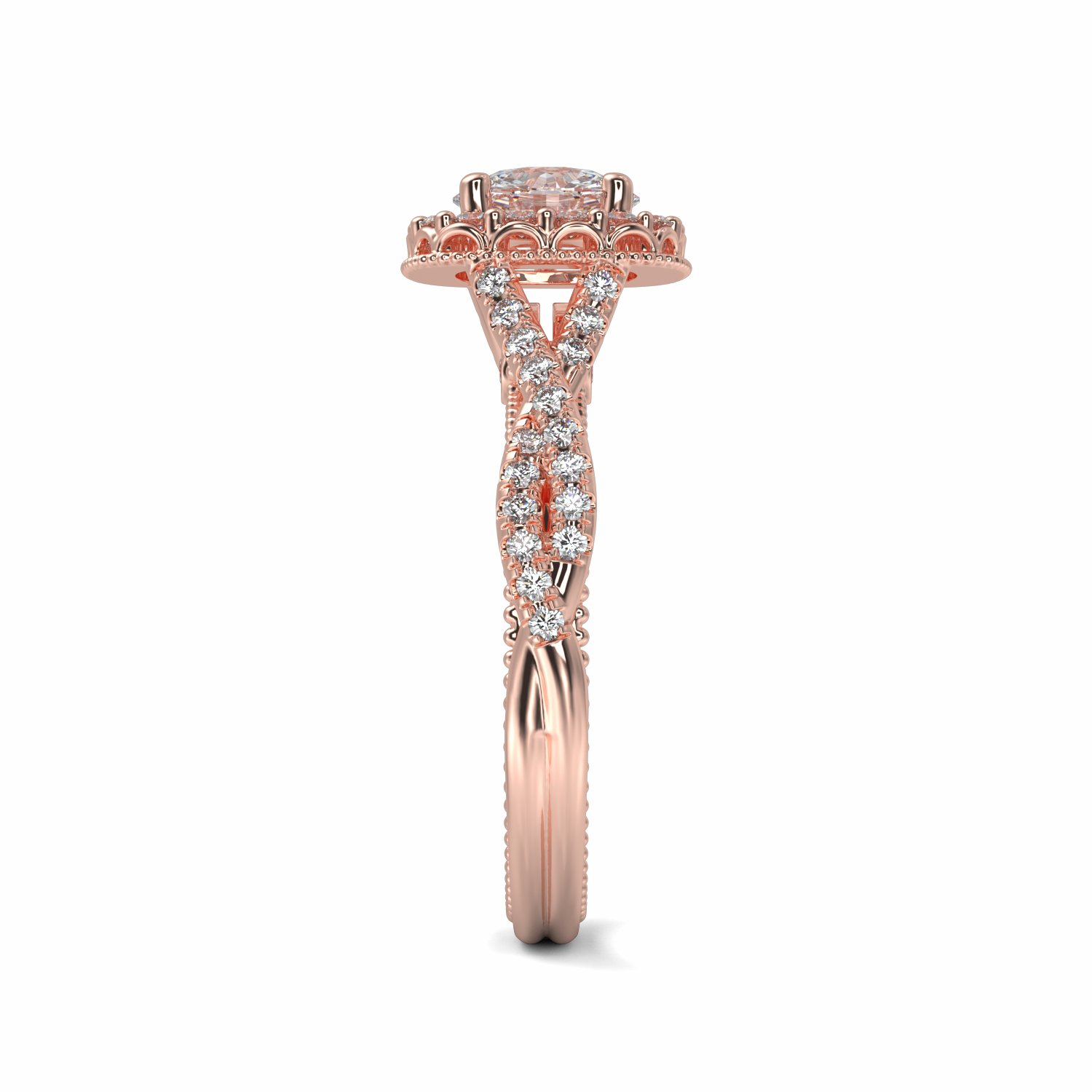 18K Rose Gold Genevieve Halo Engagement Ring