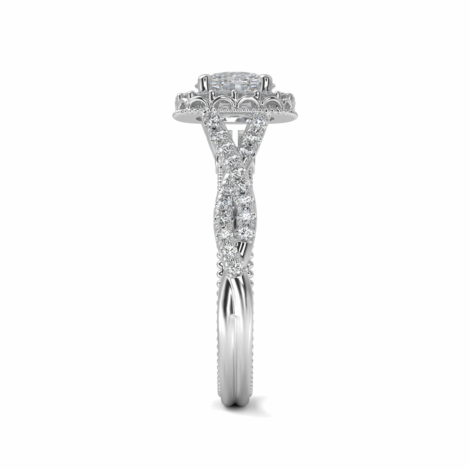 18K White Gold Genevieve Halo Engagement Ring