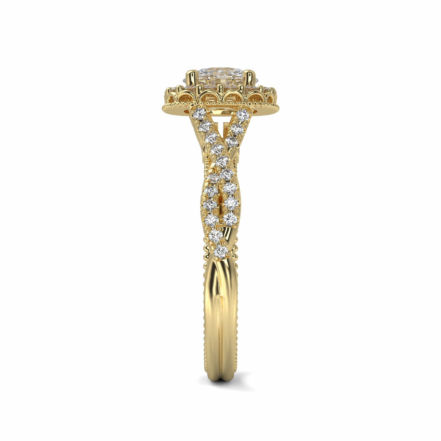 18K Yellow Gold Genevieve Halo Engagement Ring