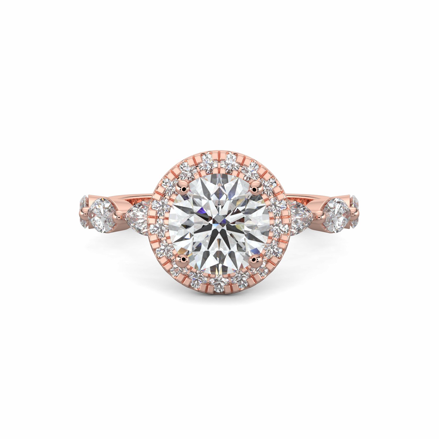 18K White Gold Raisah Halo Engagement Ring