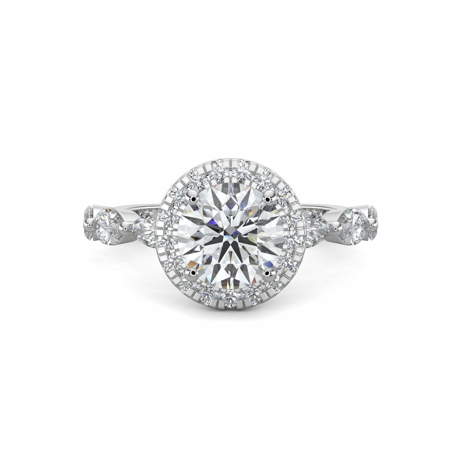 18K White Gold Raisah Halo Engagement Ring