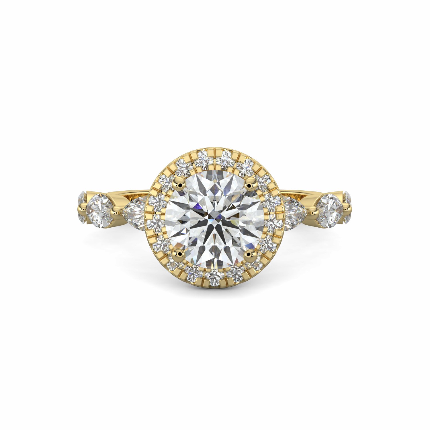 18K White Gold Raisah Halo Engagement Ring