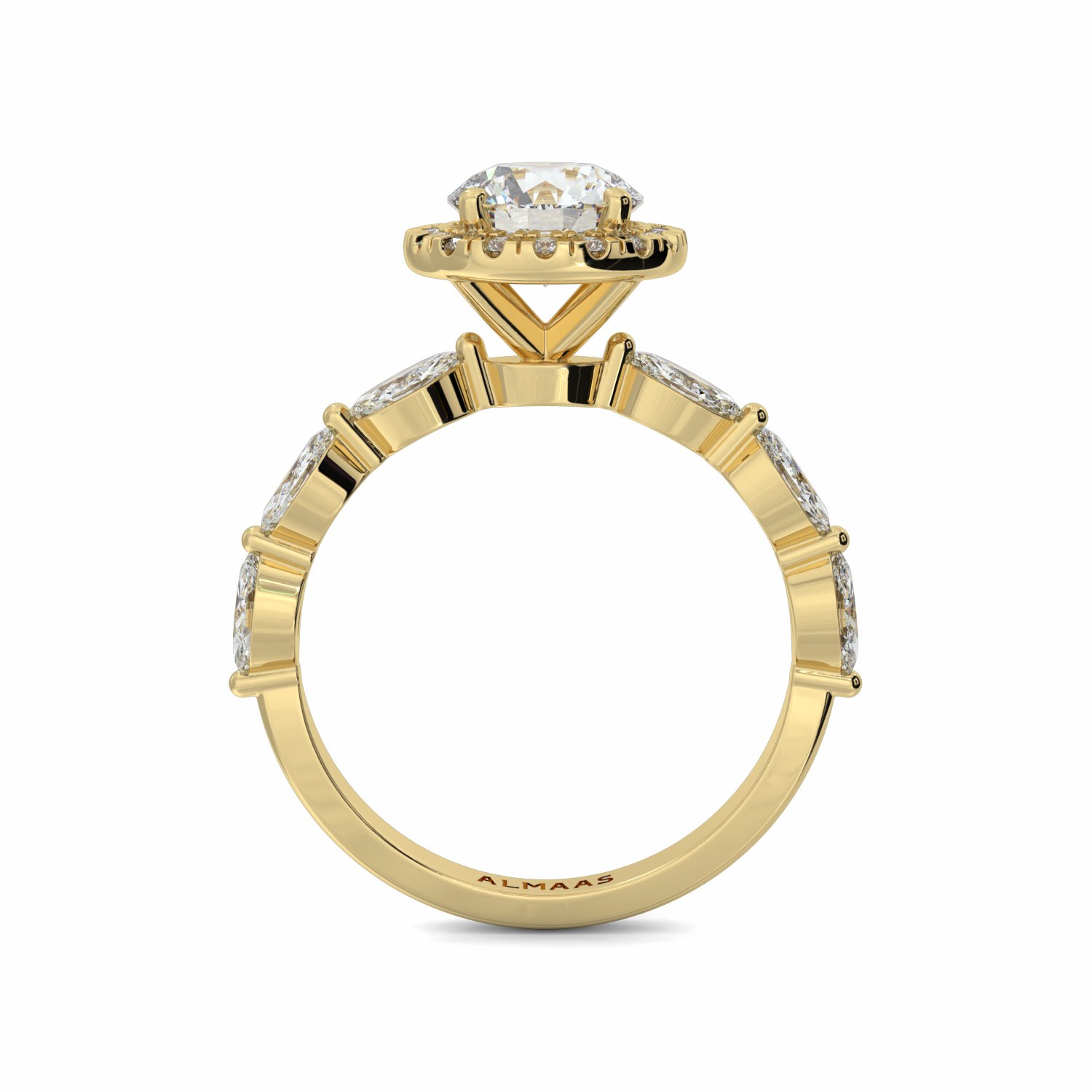 18K Yellow Gold Raisah Halo Engagement Ring