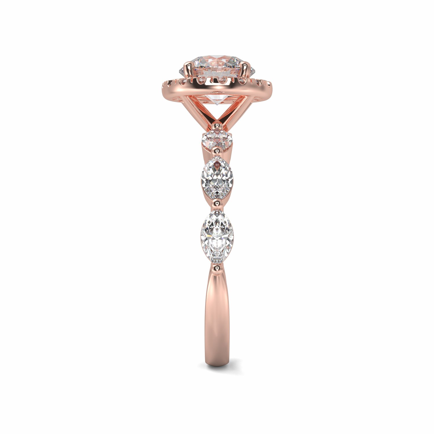 18K Rose Gold Raisah Halo Engagement Ring