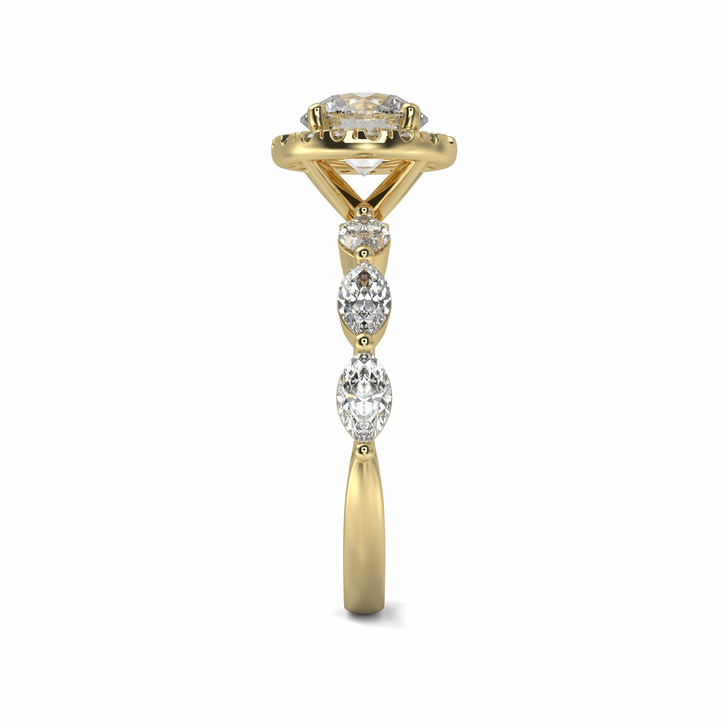 18K Yellow Gold Raisah Halo Engagement Ring