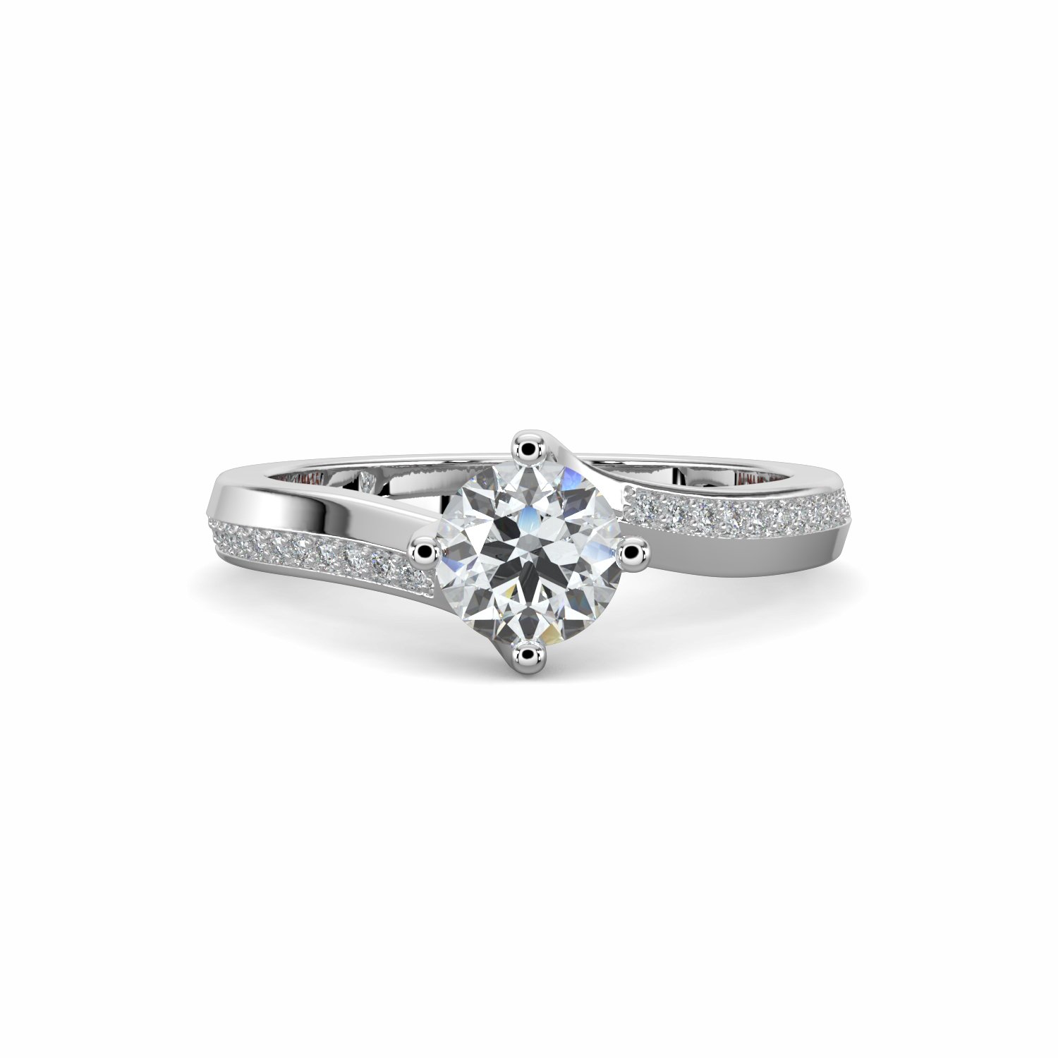 18K White Gold Safiya Diamond Shoulder Engagement Ring