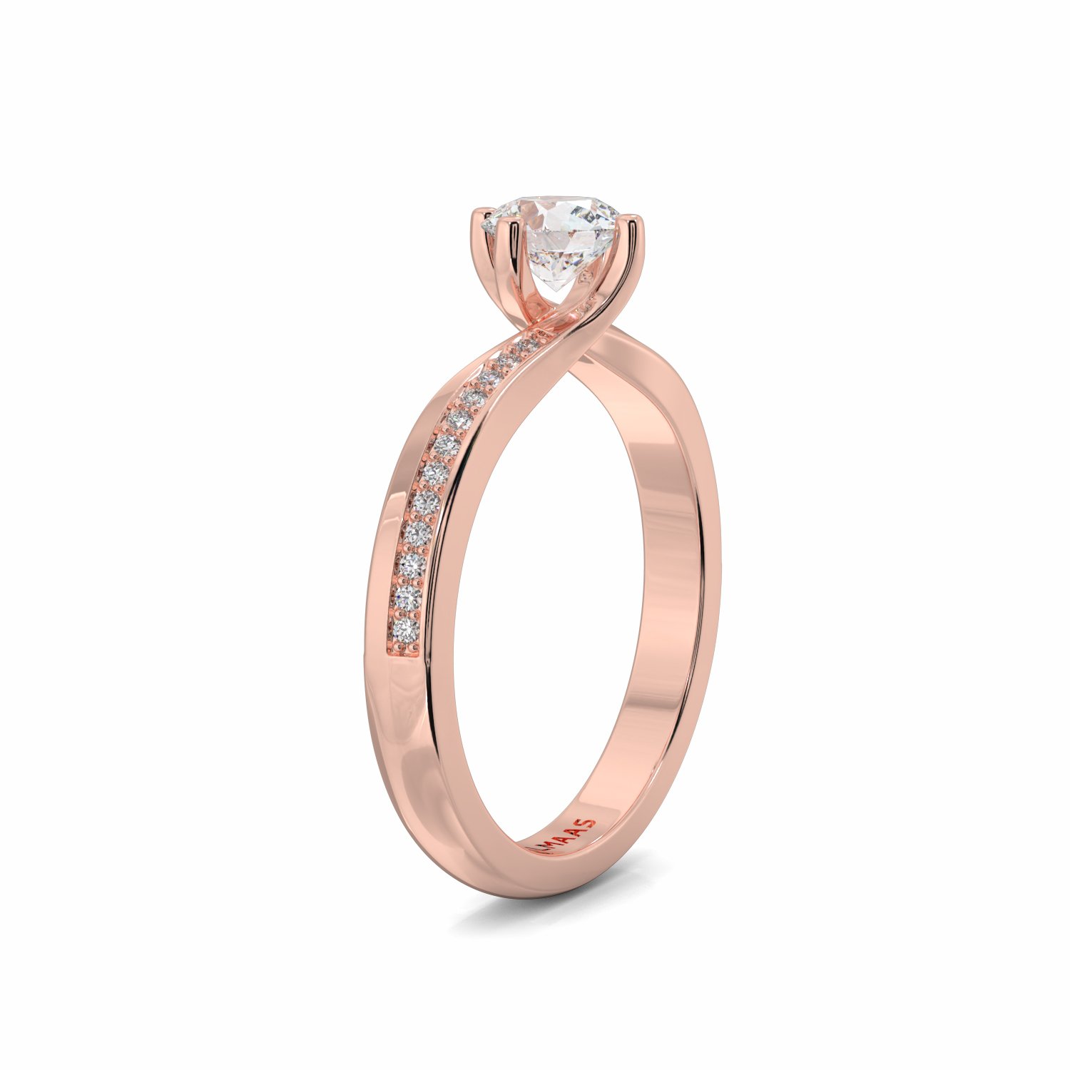 18K Rose Gold Safiya Diamond Shoulder Engagement Ring