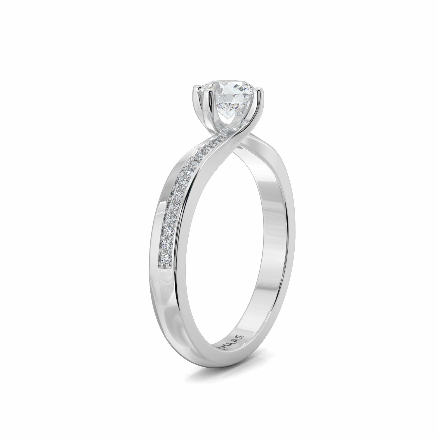 18K White Gold Safiya Diamond Shoulder Engagement Ring