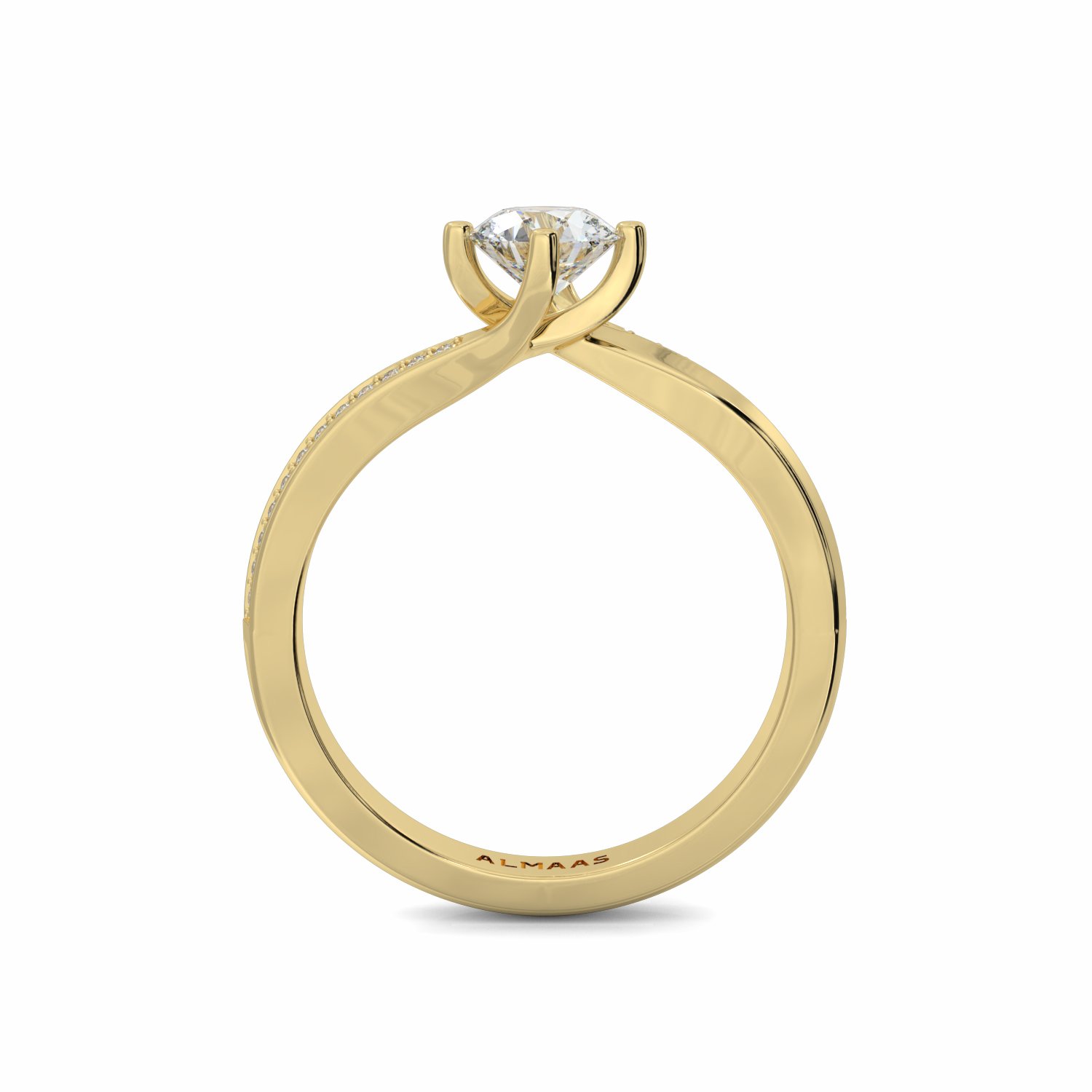 18K Yellow Gold Safiya Diamond Shoulder Engagement Ring