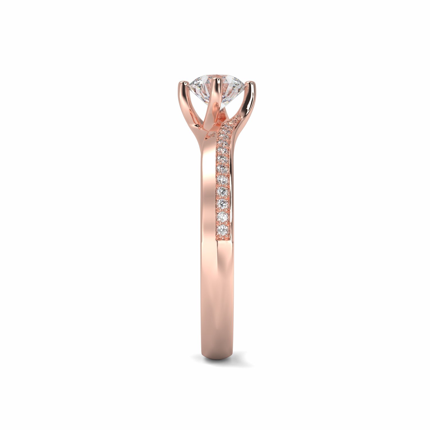 18K Rose Gold Safiya Diamond Shoulder Engagement Ring