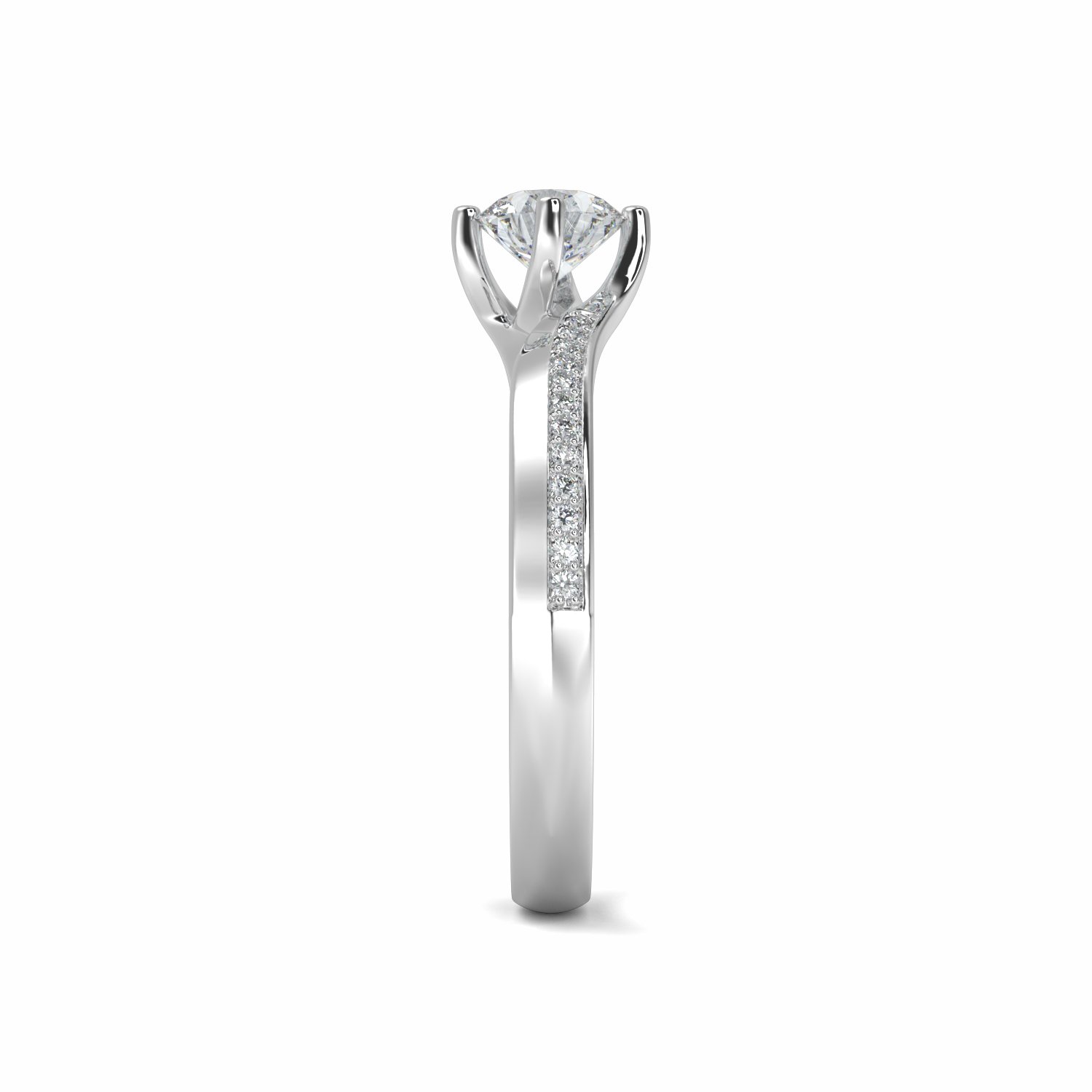18K White Gold Safiya Diamond Shoulder Engagement Ring