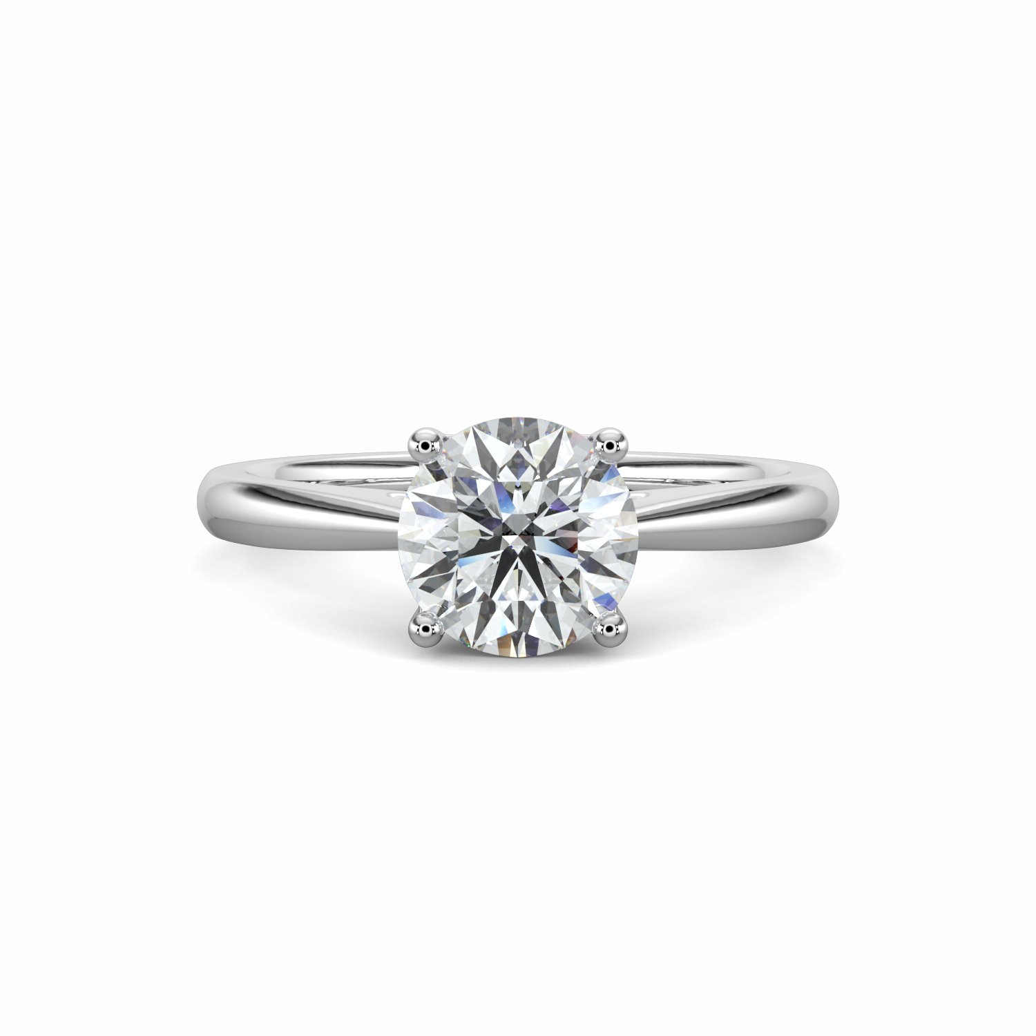 18K White Gold Dua Round Cut Solitaire Engagement Ring