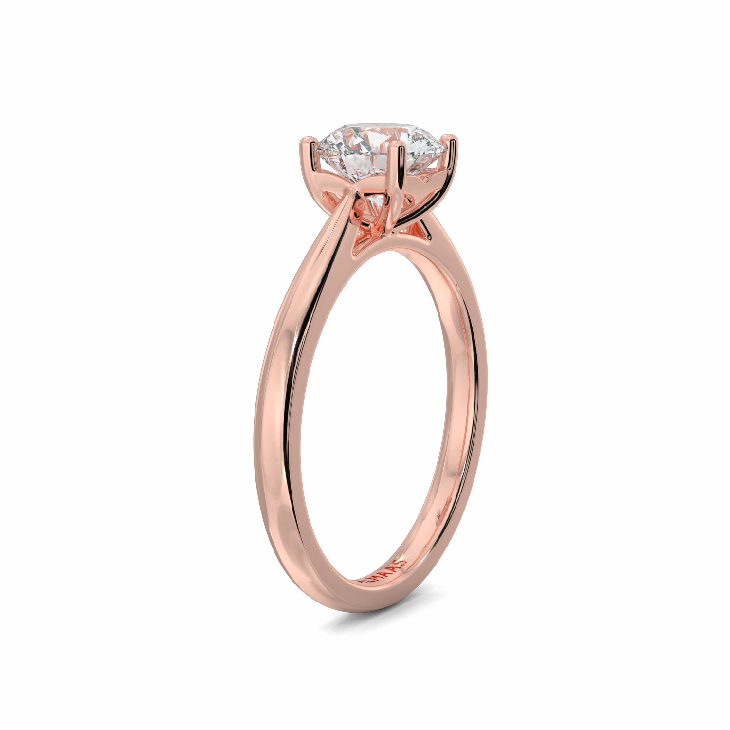 18K Rose Gold Dua Round Cut Solitaire Engagement Ring