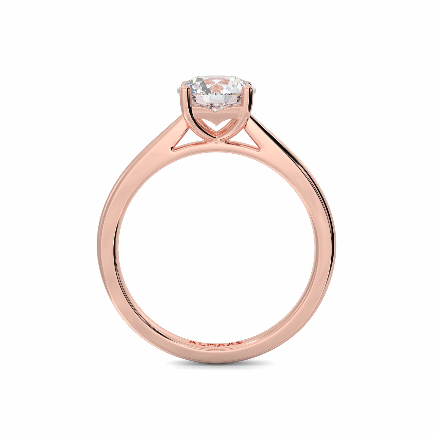 18K Rose Gold Dua Round Cut Solitaire Engagement Ring