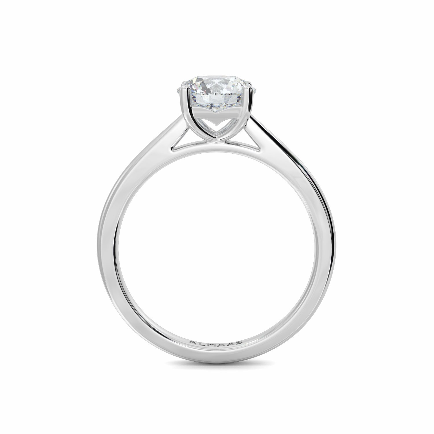 18K White Gold Dua Round Cut Solitaire Engagement Ring