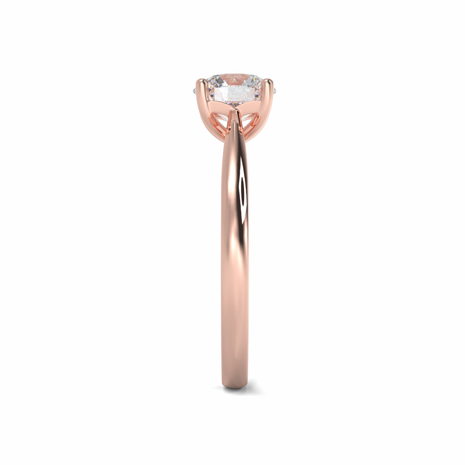 18K Rose Gold Dua Round Cut Solitaire Engagement Ring