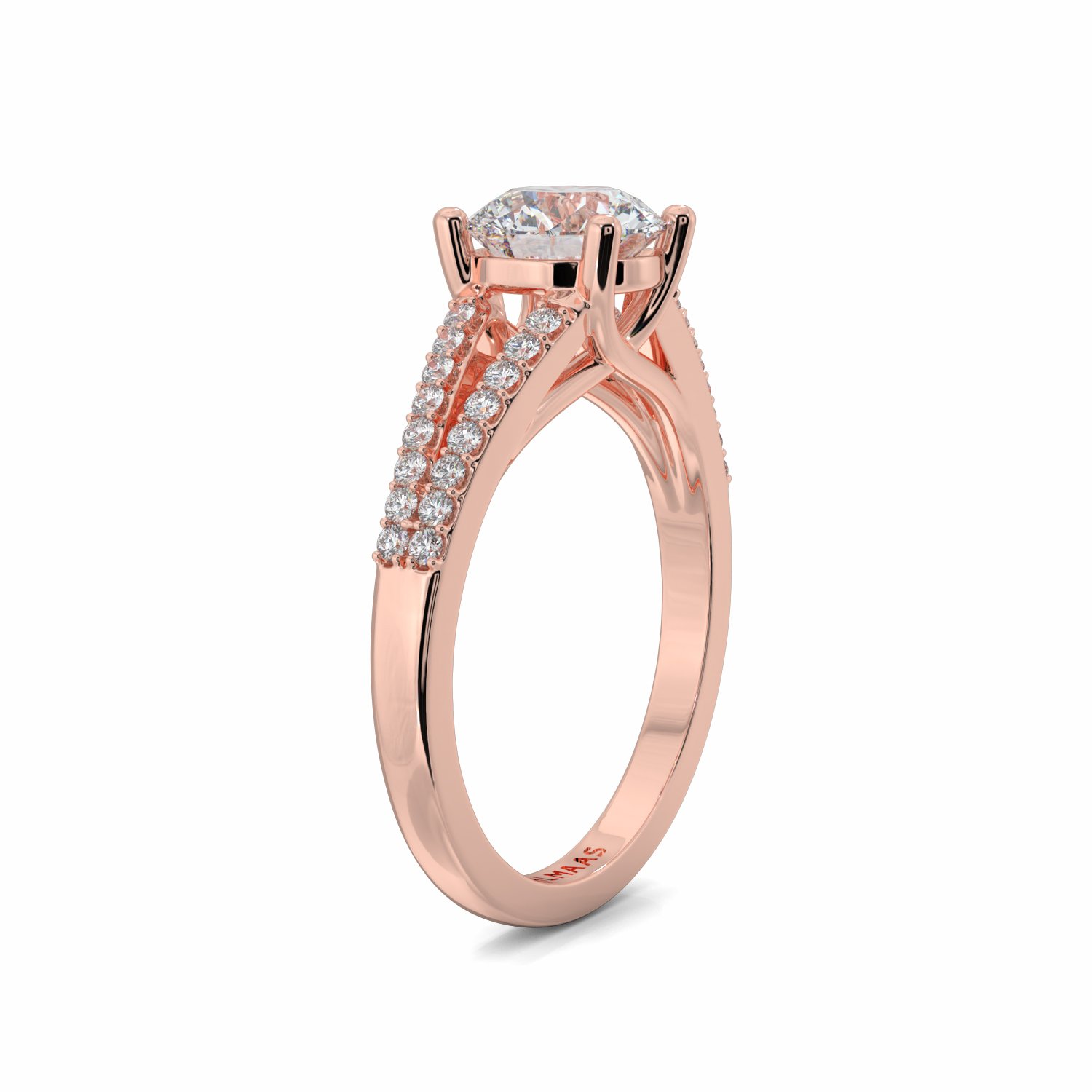 18K Rose Gold Tia Diamond Shoulder Engagement Ring