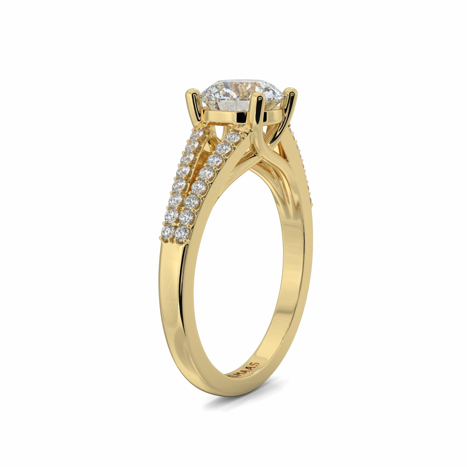 18K Yellow Gold Tia Diamond Shoulder Engagement Ring
