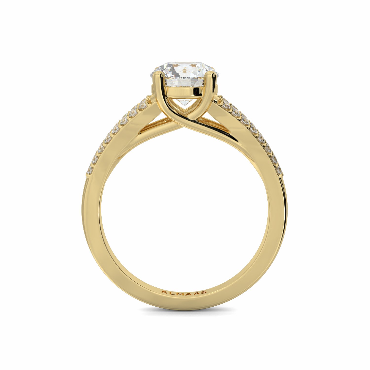 18K Yellow Gold Tia Diamond Shoulder Engagement Ring