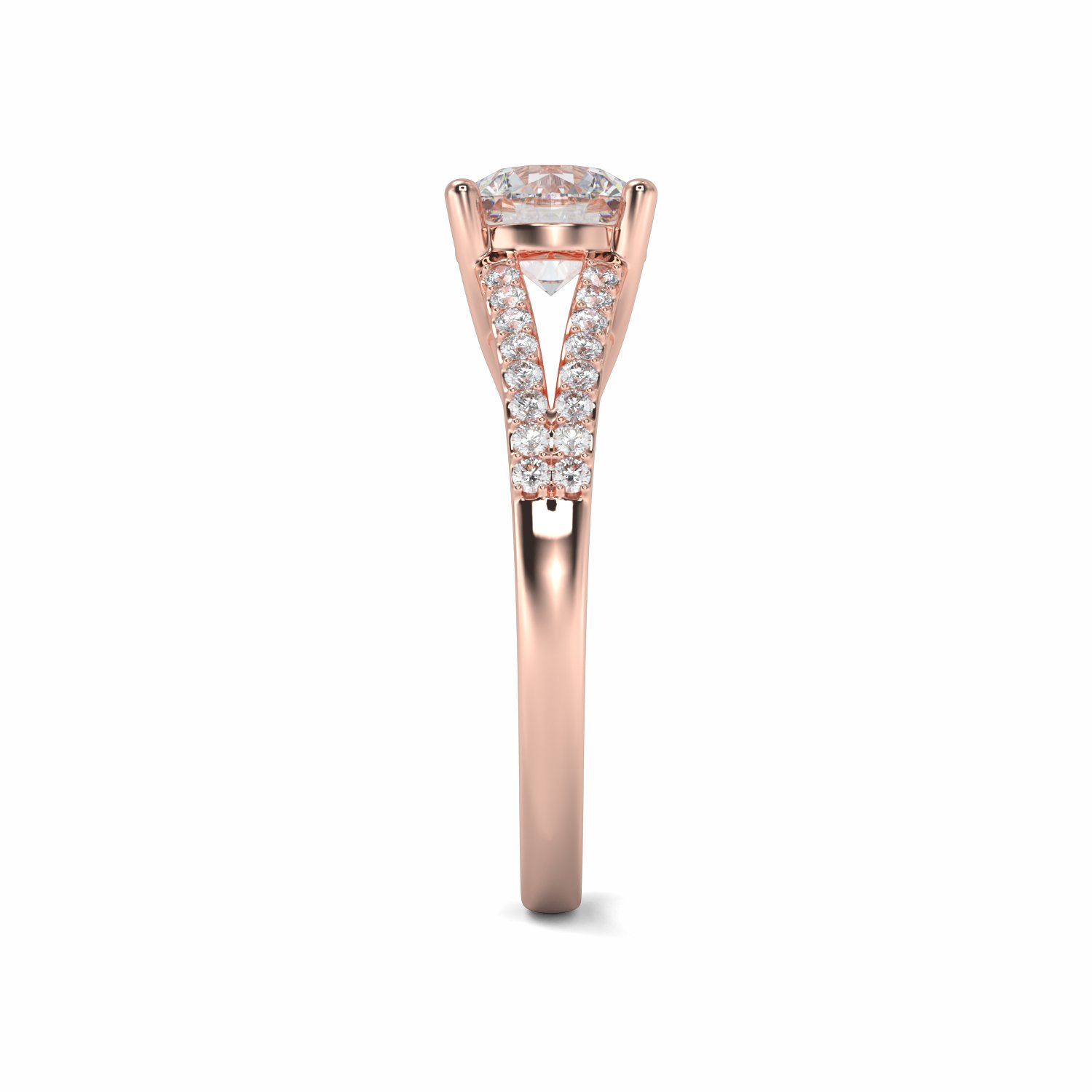 18K Rose Gold Tia Diamond Shoulder Engagement Ring