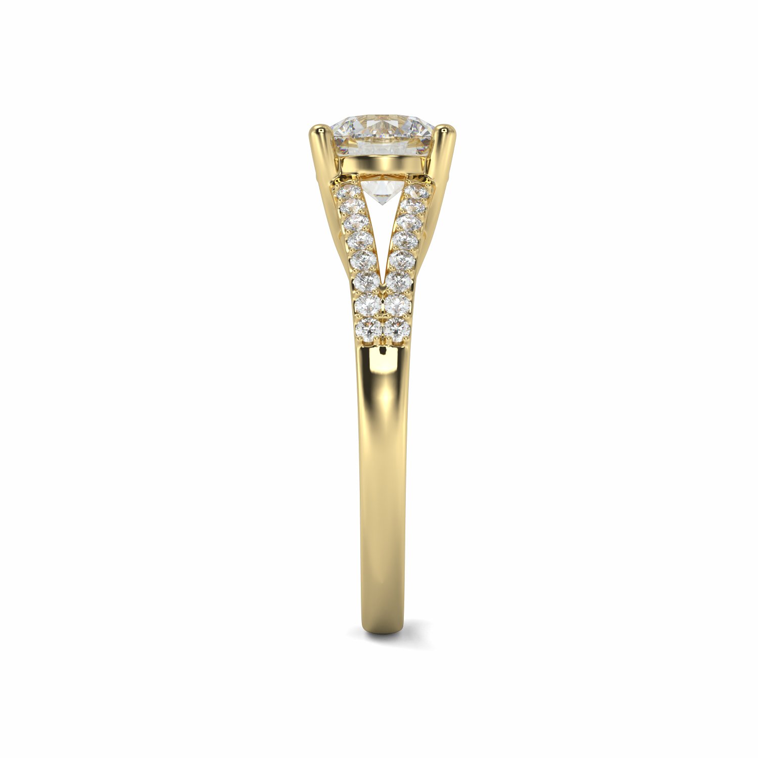 18K Yellow Gold Tia Diamond Shoulder Engagement Ring