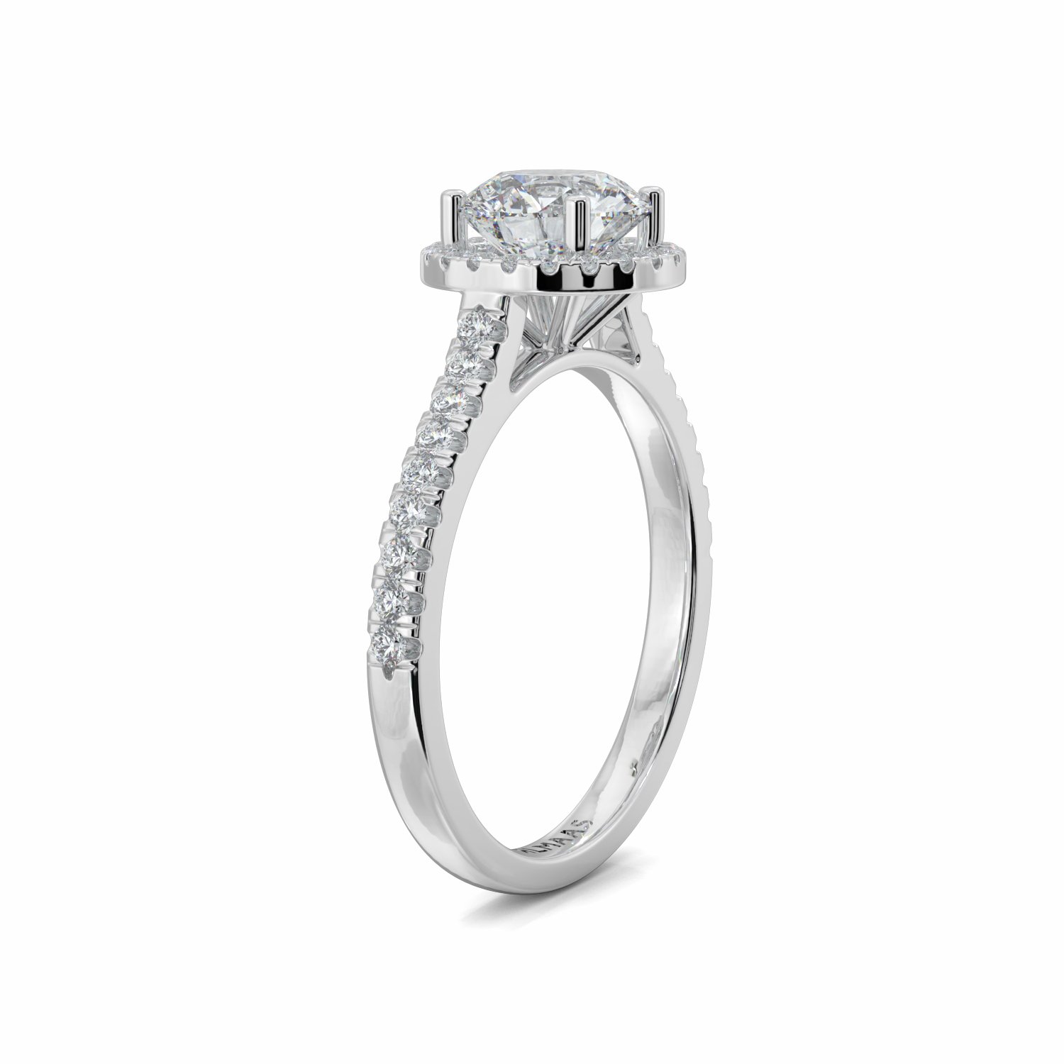 18K White Gold April Halo Engagement Ring