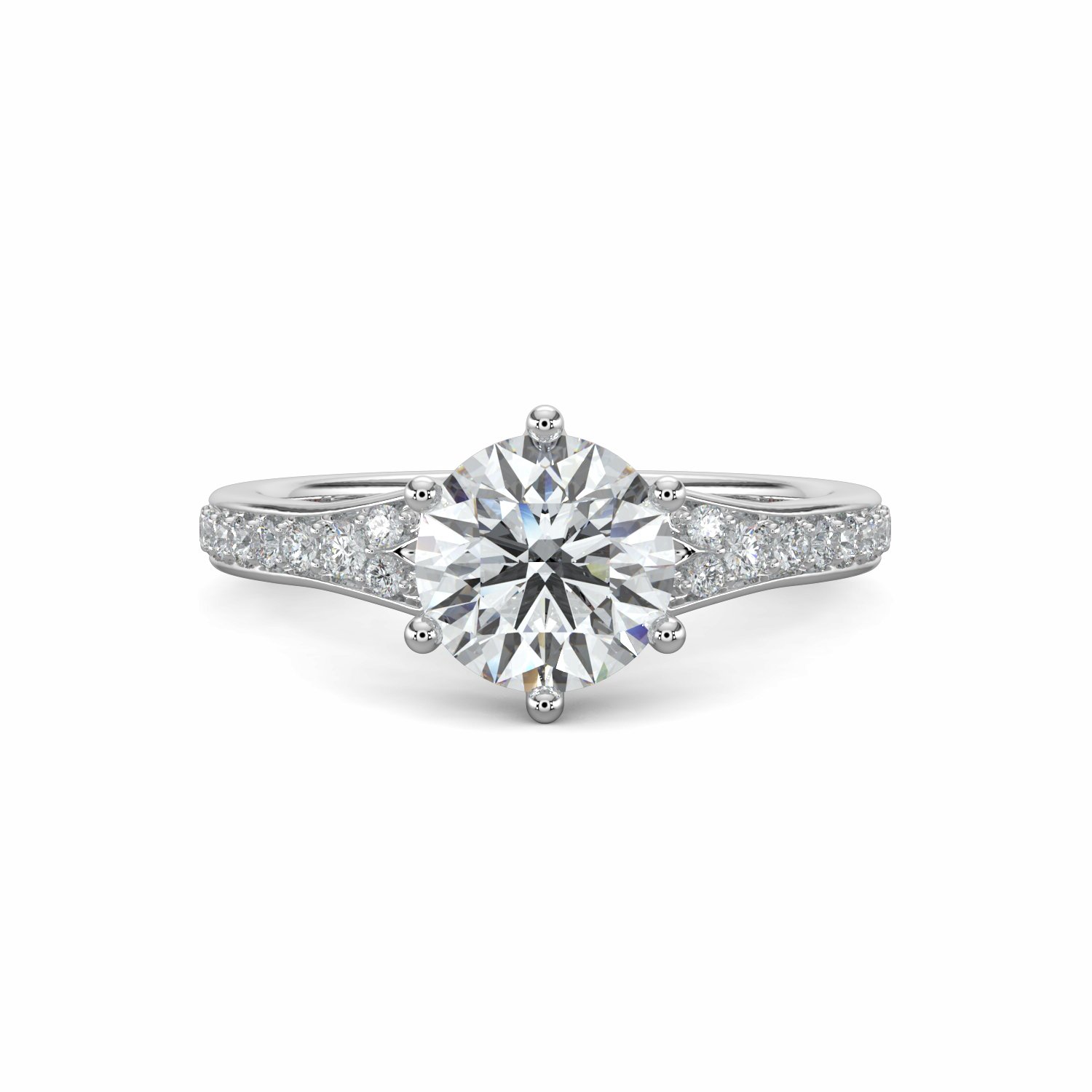 18K White Gold Tiana Diamond Shoulder Engagement Ring