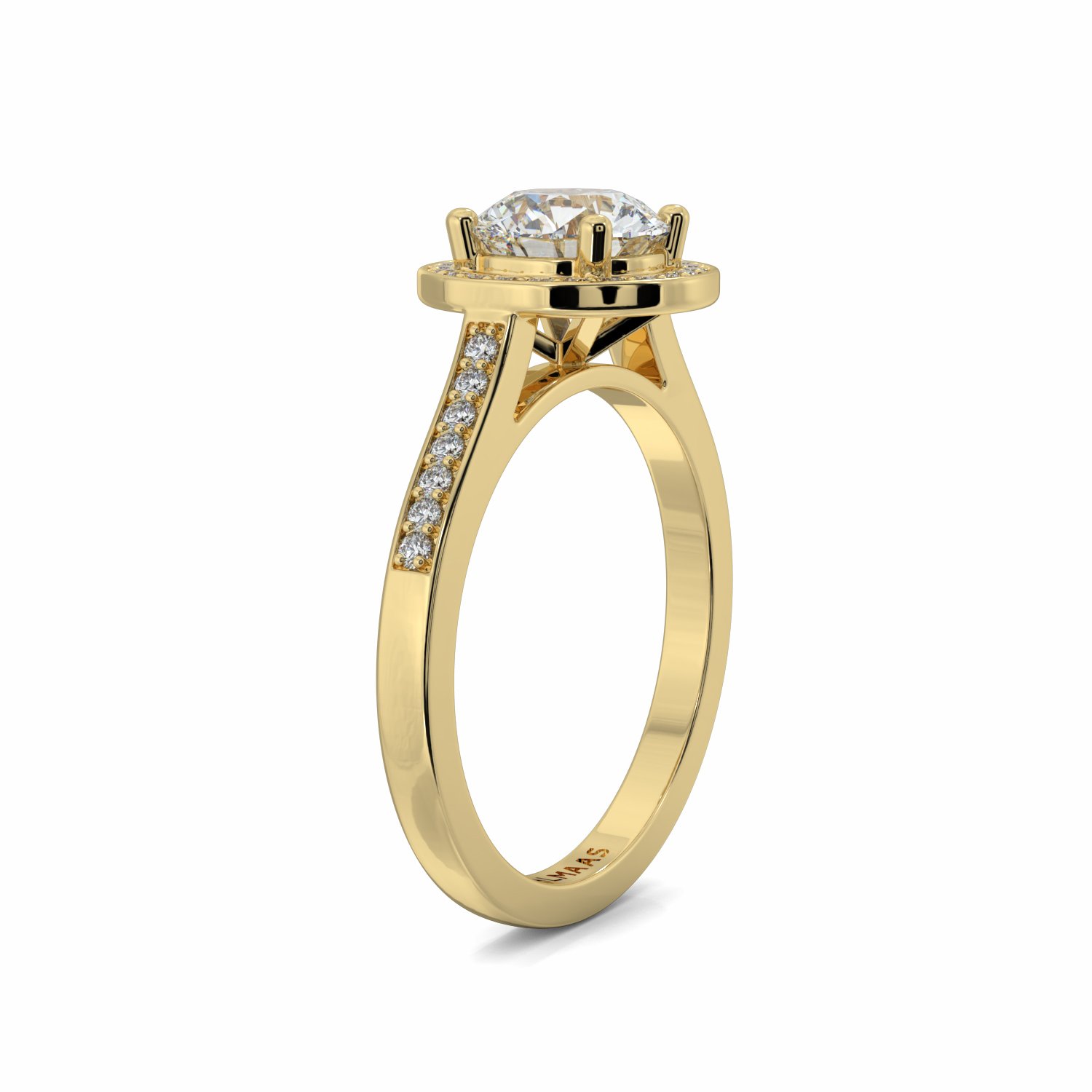 18K Yellow Gold Nadia Halo Engagement Ring