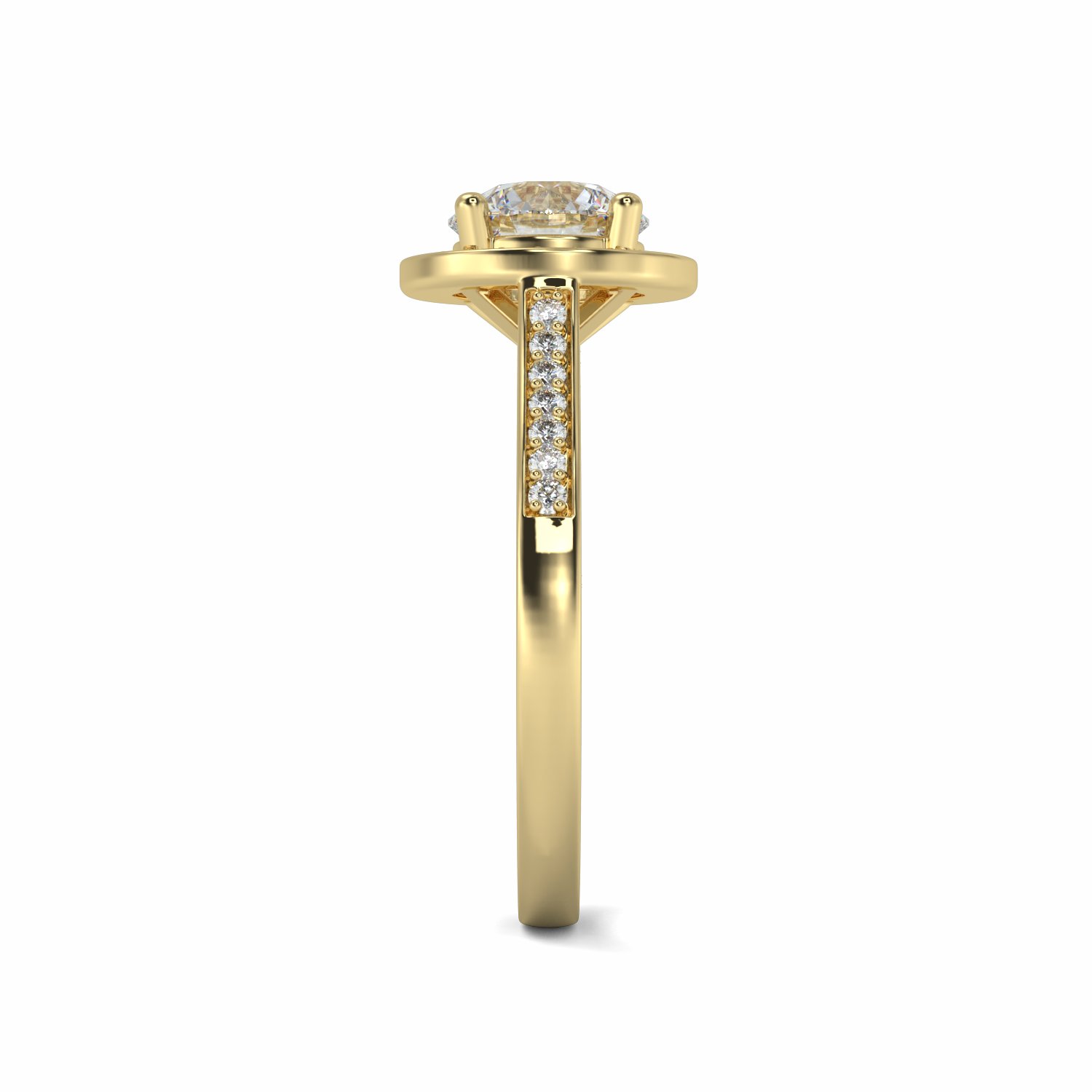 18K Yellow Gold Nadia Halo Engagement Ring