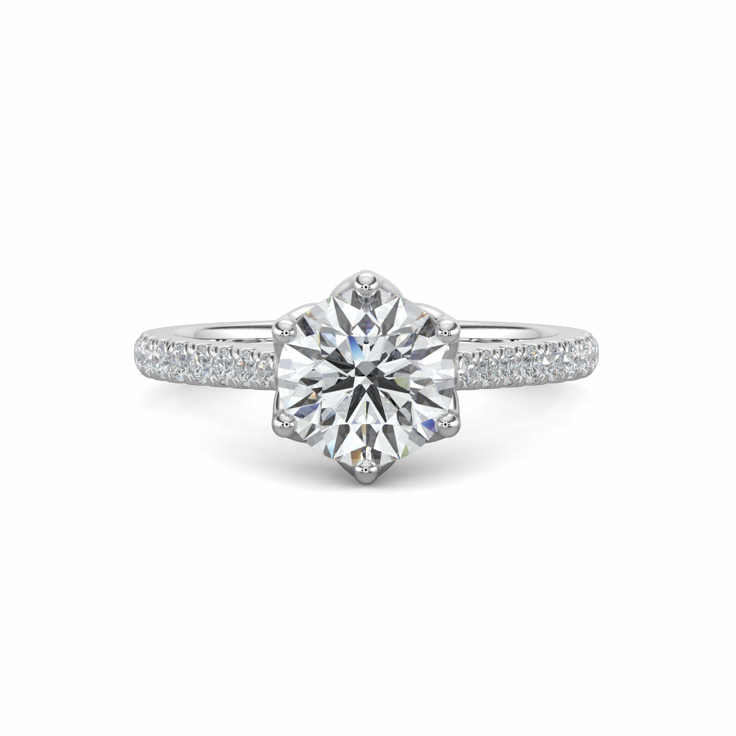 18K White Gold Diamond Shoulder Lily Engagement Ring