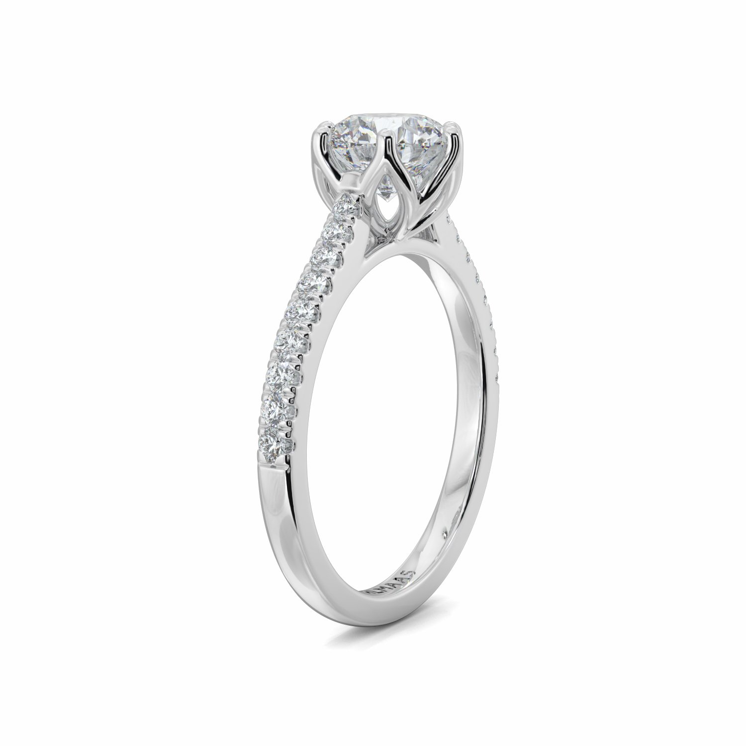 18K White Gold Diamond Shoulder Lily Engagement Ring