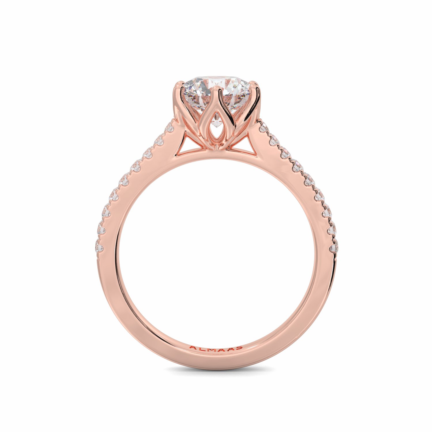 18K Rose Gold Diamond Shoulder Lily Engagement Ring