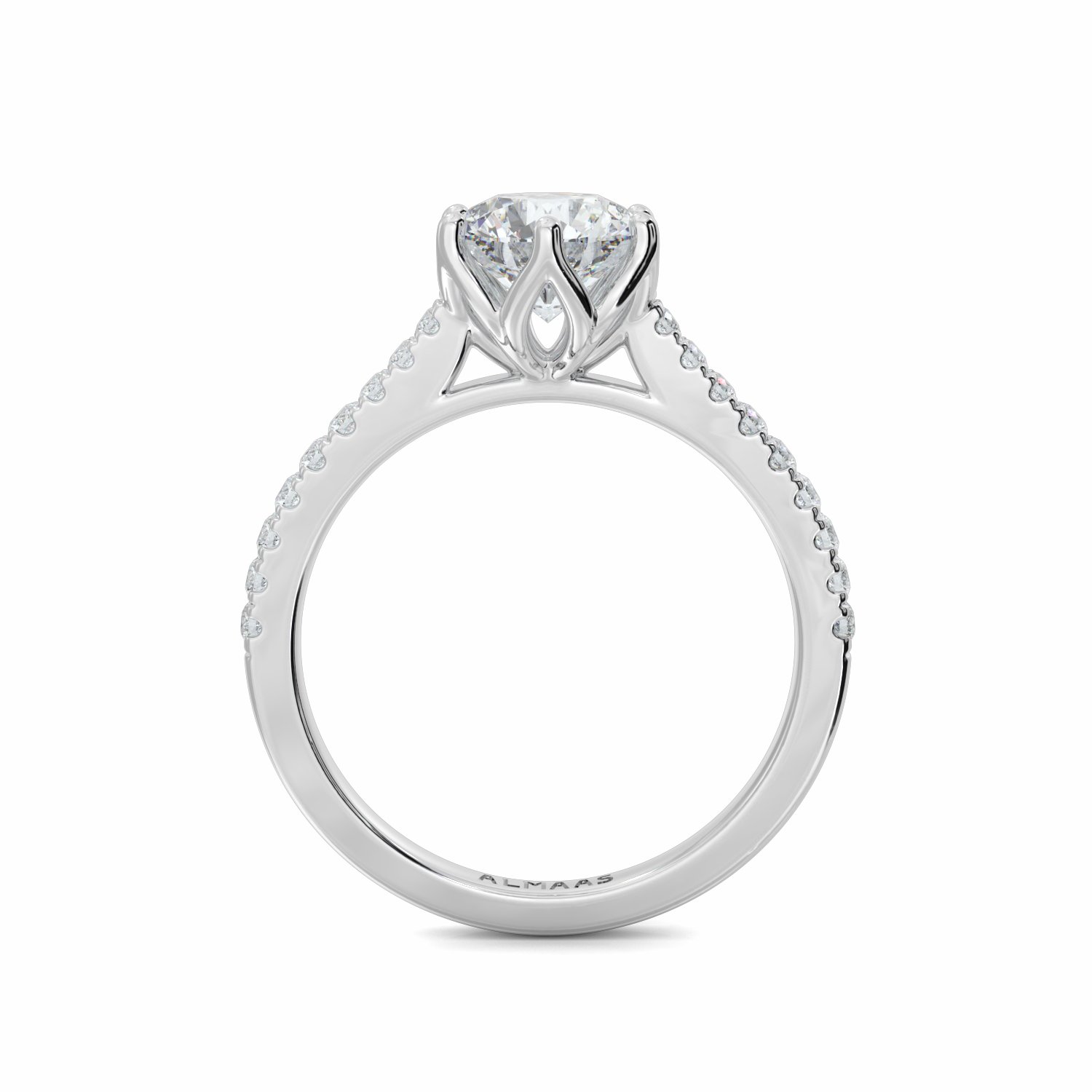 18K White Gold Diamond Shoulder Lily Engagement Ring
